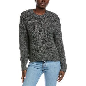 Autumn Cashmere Womens Open Gauge Cashmere & Silk-Blend Sweater, Grey